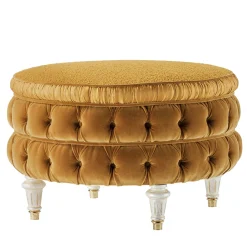 Provasi Ottomans & Poufs<Round Pouf With Capitonnè