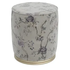 Guerra Vanni Ottomans & Poufs<Round Pouf with Floral Embroidery from Studio Privè Collection