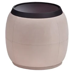 Fratelli Boffi Ottomans & Poufs<Round Upholstered Pouf in Canaletto Walnut