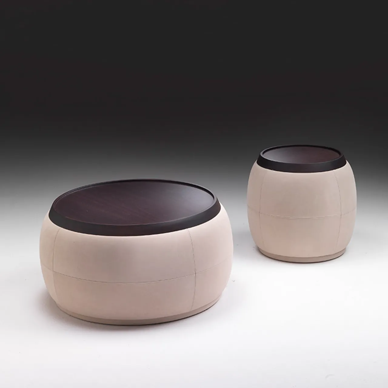 Fratelli Boffi Ottomans & Poufs<Round Upholstered Pouf in Canaletto Walnut
