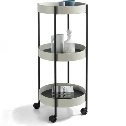 Enrico Pellizzoni Serving Tables<Route Totem White Leather Cart