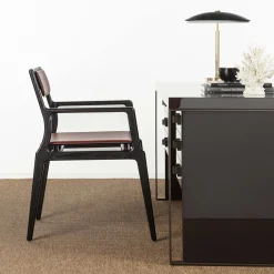 Galimberti Nino Chairs<Roza Black Wood & Leather Chair