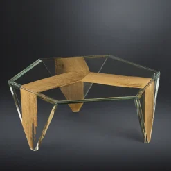 VGnewtrend Coffee Tables<Ruche Venezia Glass and Wood Low Coffee Table