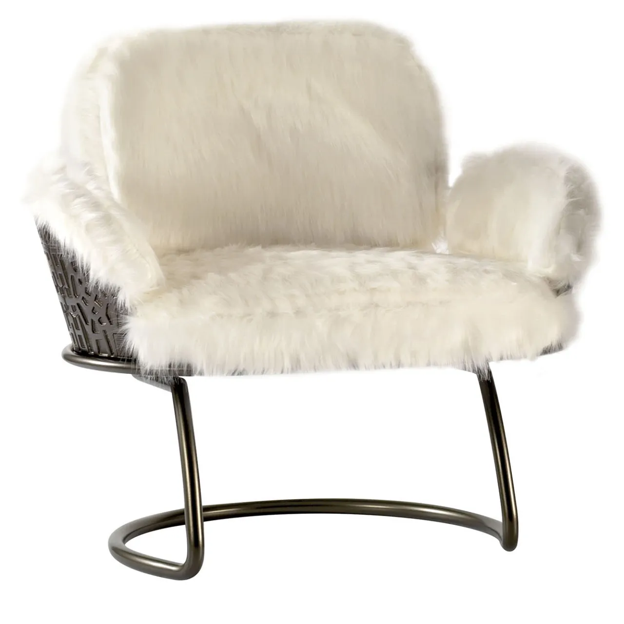 Galbiati Fratelli Armchairs<70s White Furry Armchair