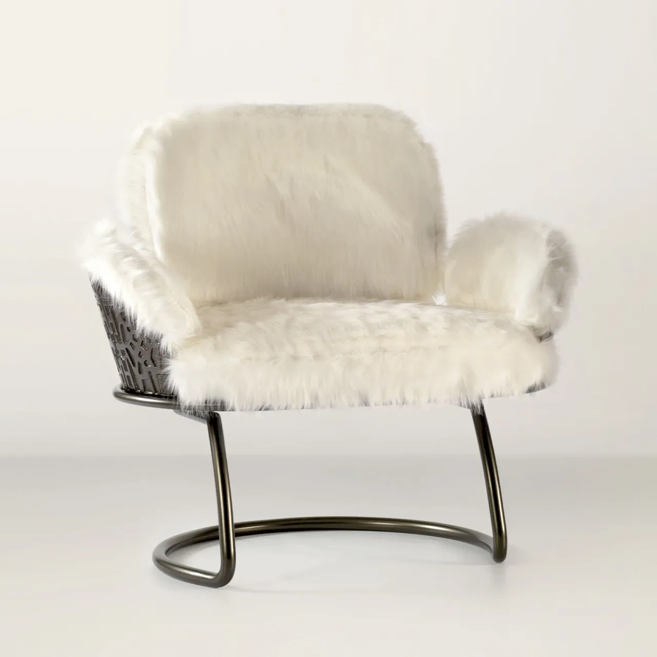 Galbiati Fratelli Armchairs<70s White Furry Armchair