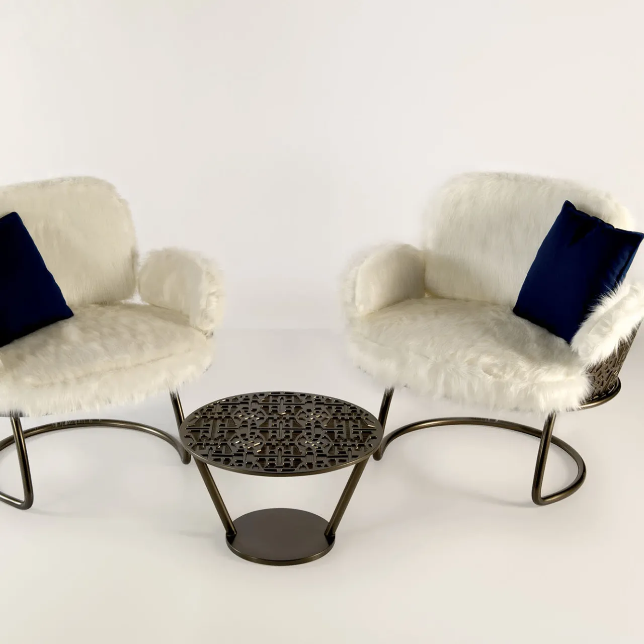 Galbiati Fratelli Armchairs<70s White Furry Armchair
