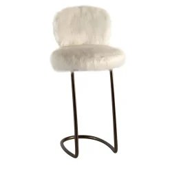 Galbiati Fratelli Bar Stools<70s White Furry Stool