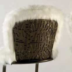 Galbiati Fratelli Bar Stools<70s White Furry Stool