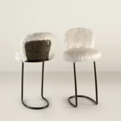 Galbiati Fratelli Bar Stools<70s White Furry Stool