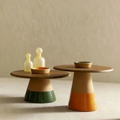 Morica Design Coffee Tables<Sablier Small Table with Clay Base & Canaletto Veneer Wood Top