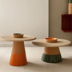 Morica Design Side Tables<Sablier Tall Table with Clay Base & Oak Veneer Top