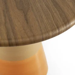 Morica Design Side Tables<Sablier Tall Table with Clay Base & Canaletto Walnut Top