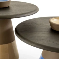 Morica Design Side Tables<Sablier Tall Table with Clay Base & Laguna Oak Veneer Top