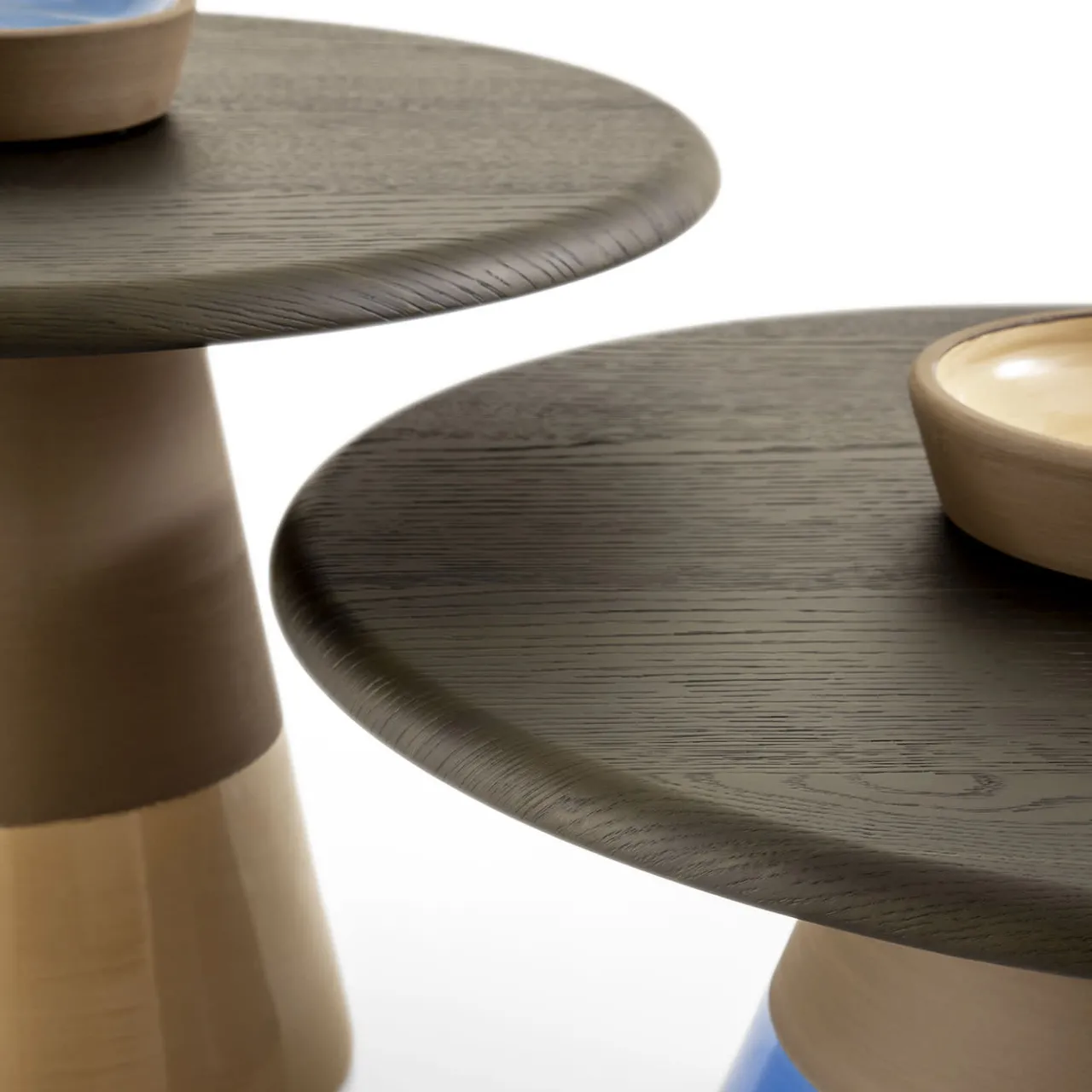 Morica Design Side Tables<Sablier Tall Table with Clay Base & Laguna Oak Veneer Top