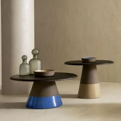 Morica Design Side Tables<Sablier Tall Table with Clay Base & Laguna Oak Veneer Top