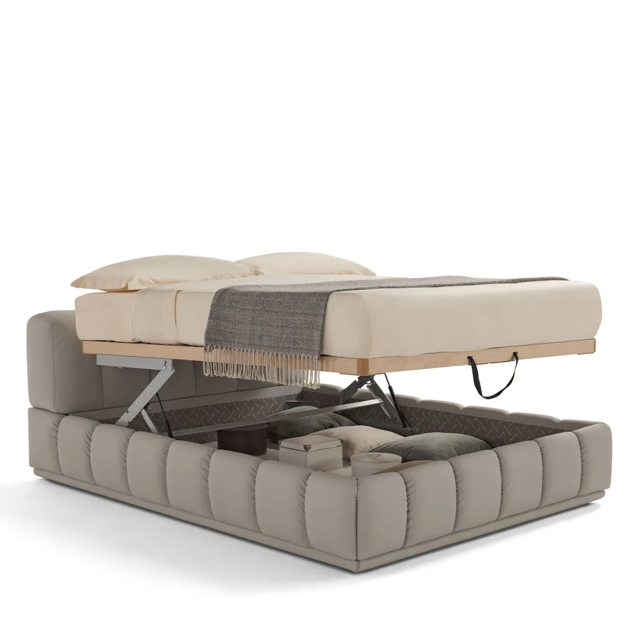 Franco Ferri Beds<Sacai Bed with Storage and Bench Gray Leather