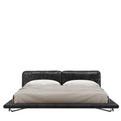 Giopagani Beds<Saint Germain Timeless Leather And Raw Silver Metal Frame Bed