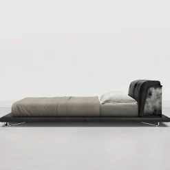 Giopagani Beds<Saint Germain Timeless Leather And Raw Silver Metal Frame Bed