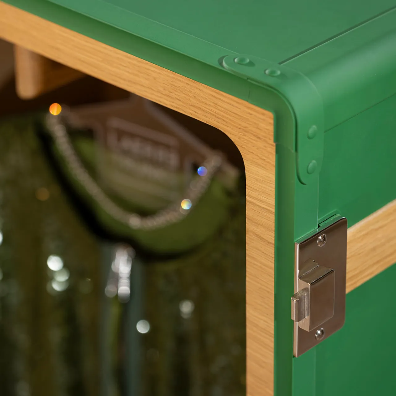 laErre Trunks Trunks<Saint-Tropez Green Wardrobe Trunk with Oak Inserts