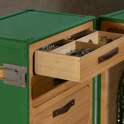 laErre Trunks Trunks<Saint-Tropez Green Wardrobe Trunk with Oak Inserts
