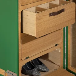 laErre Trunks Trunks<Saint-Tropez Green Wardrobe Trunk with Oak Inserts