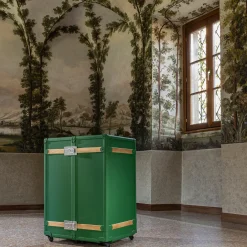 laErre Trunks Trunks<Saint-Tropez Green Wardrobe Trunk with Oak Inserts