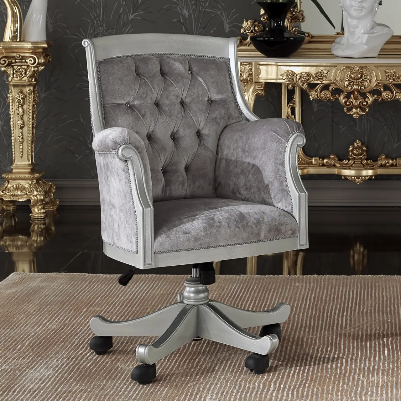 Morello Gianpaolo Office Chairs<San Remo Swivel Armchair with Swarovski Crystals