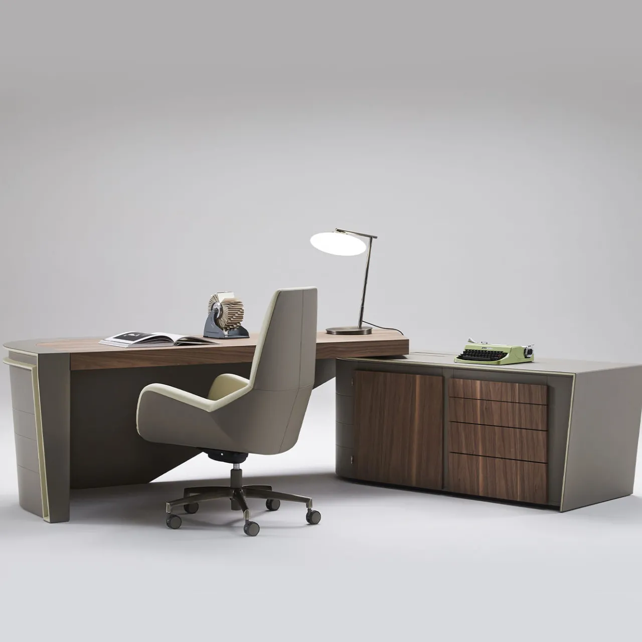 Casa Covre Office Chairs<Sanremo Swivel Beige & Taupe Office Armchair on Castors