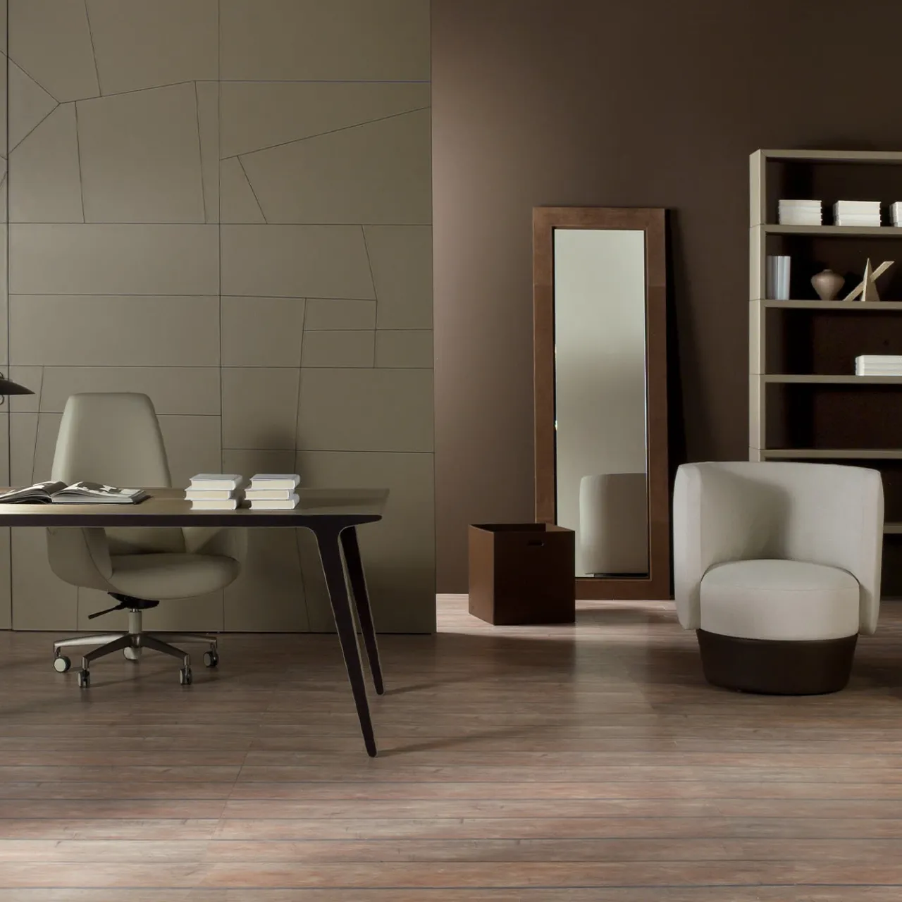 Casa Covre Office Chairs<Sanremo Swivel Beige & Taupe Office Armchair on Castors