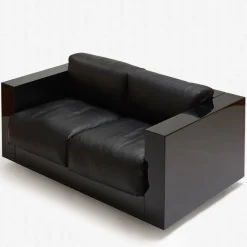 Poltronova Sofas<Saratoga Black 2-Seat Sofa by Lella and Massimo Vignelli