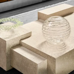 FiammettaV Home Collection Coffee Tables<Satin-finished Travertine Coffee Table DsignincMilano x FiammettaV Home Collection