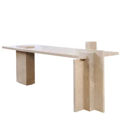 FiammettaV Home Collection Desk & Writing Tables<Satin-finished Travertine Desk DsignincMilano x FiammettaV Home Collection