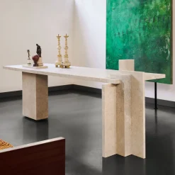 FiammettaV Home Collection Desk & Writing Tables<Satin-finished Travertine Desk DsignincMilano x FiammettaV Home Collection