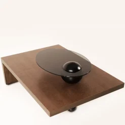 Mantellassi 1926 Coffee Tables<Saturno Erable finishing coffee table with fumè glass top
