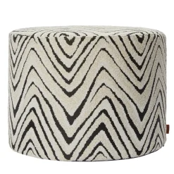 Missoni Home Collection Outdoor Chairs & Stools<Savana Cylindrical Black and White Chevron Pattern Outdoor Pouf