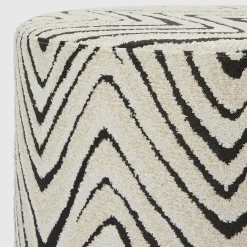 Missoni Home Collection Outdoor Chairs & Stools<Savana Cylindrical Black and White Chevron Pattern Outdoor Pouf