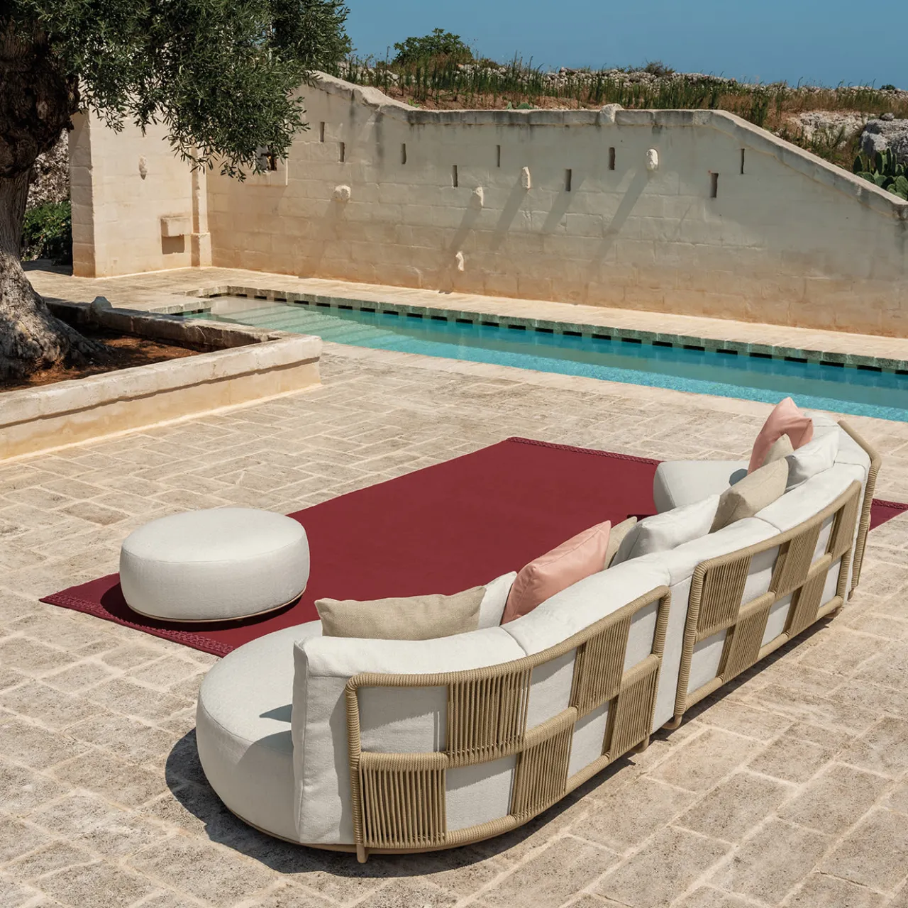 Talenti Other Outdoor Furniture<Scacco Round White Pouf by Ludovica & Roberto Palomba