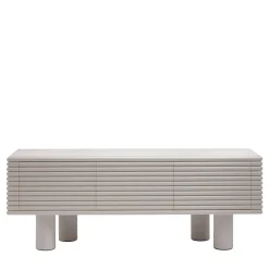 Giobagnara Sideboards Buffets<Scala Modern White Leather Wood 3 Door Sideboard