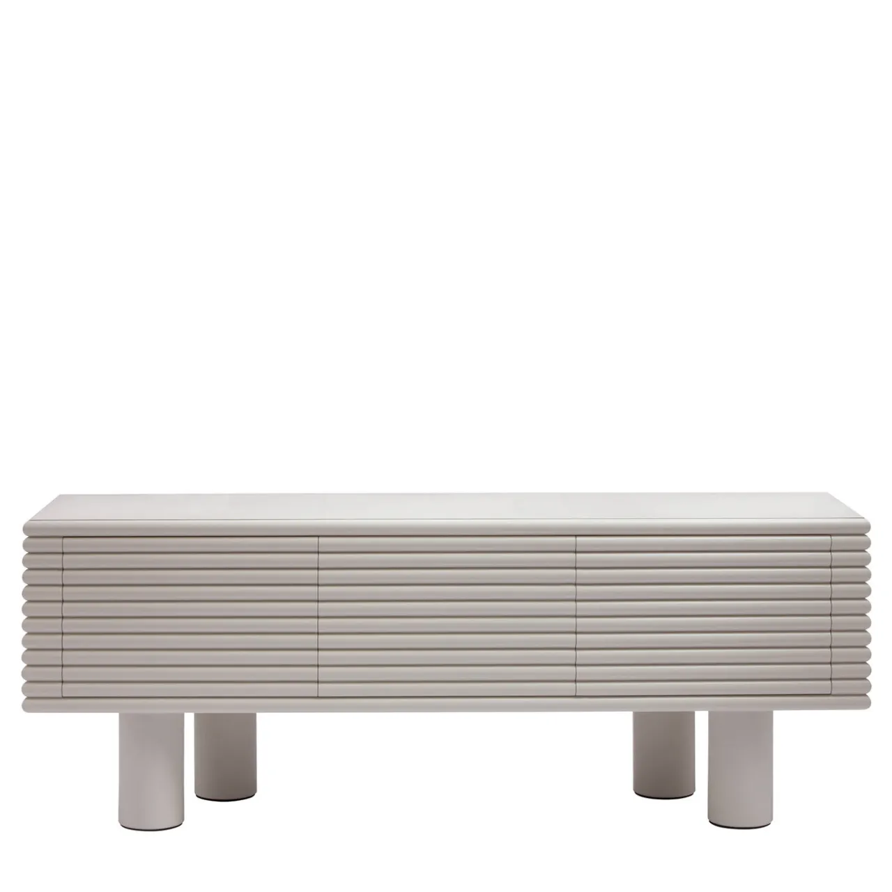 Giobagnara Sideboards Buffets<Scala Modern White Leather Wood 3 Door Sideboard