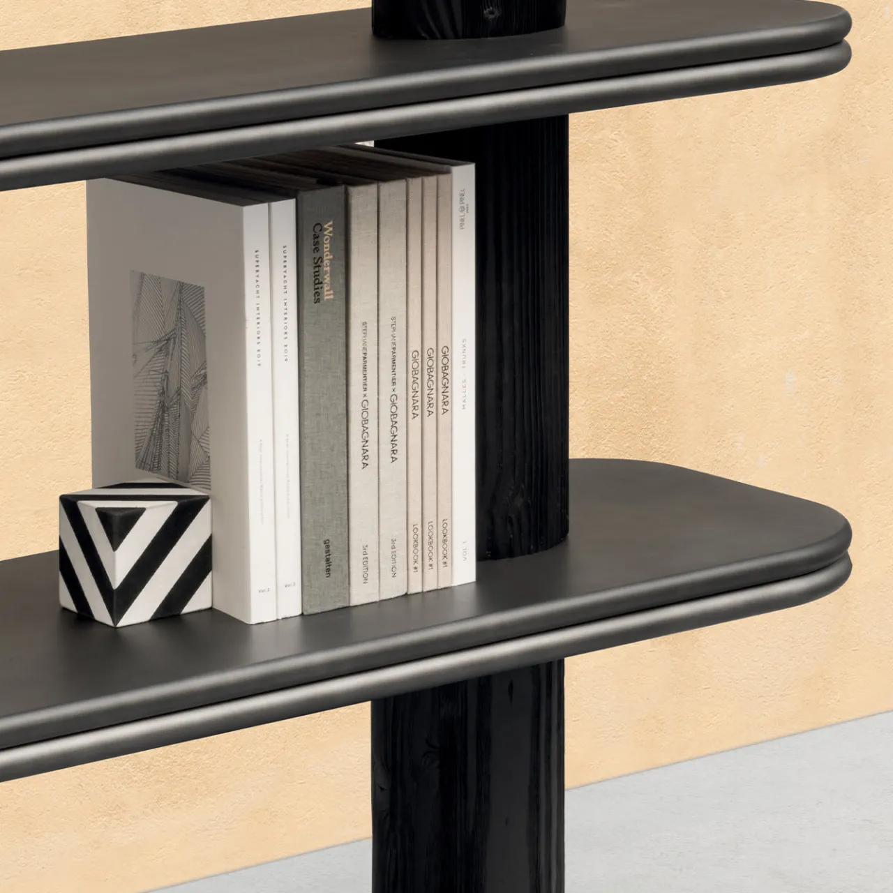 Giobagnara Bookcases<Scala Wood and Leather Bookcase