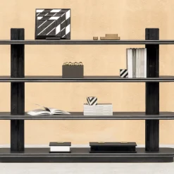Giobagnara Bookcases<Scala Wood and Leather Bookcase