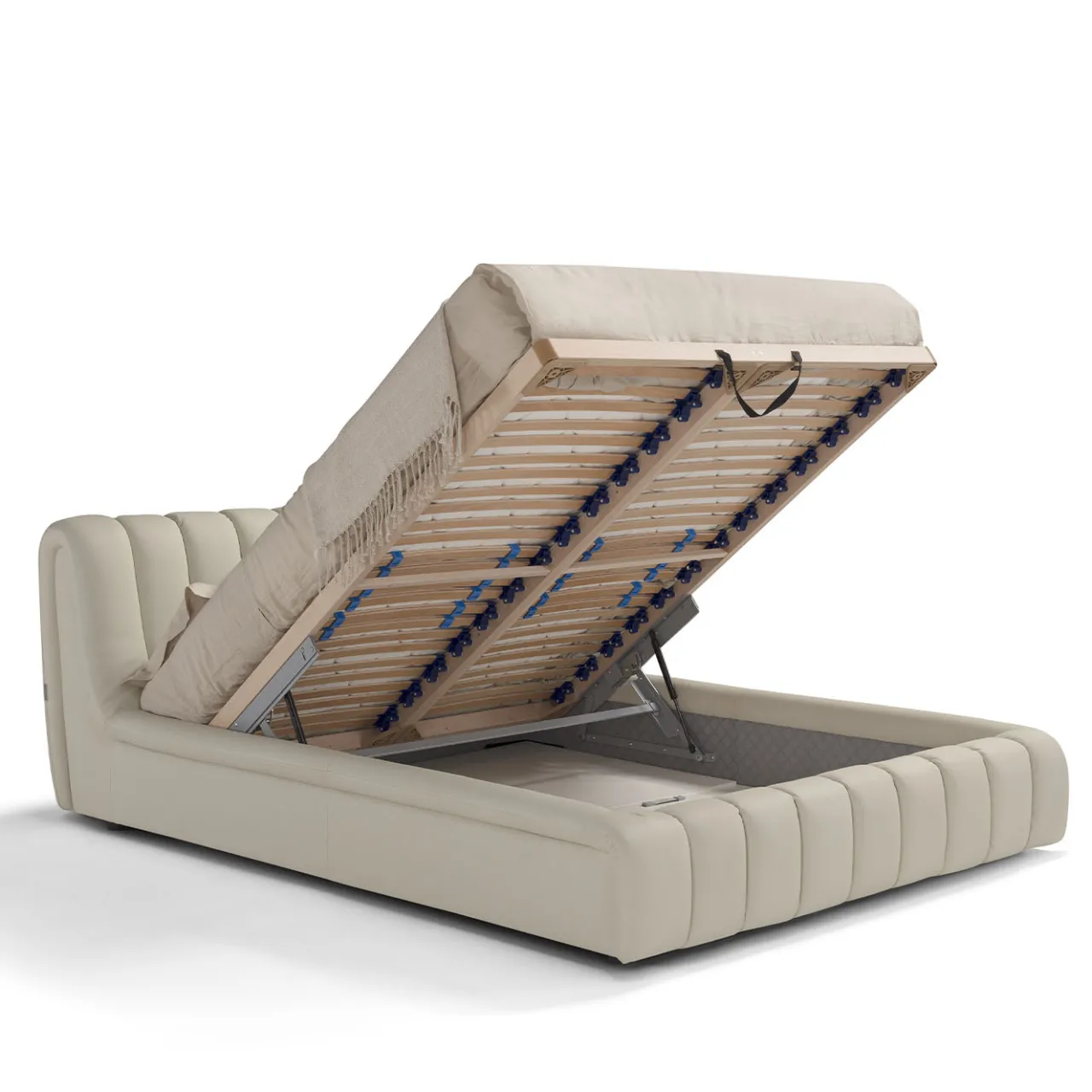 Franco Ferri Beds<Scervino 1909 White Leather Bed with Storage Option