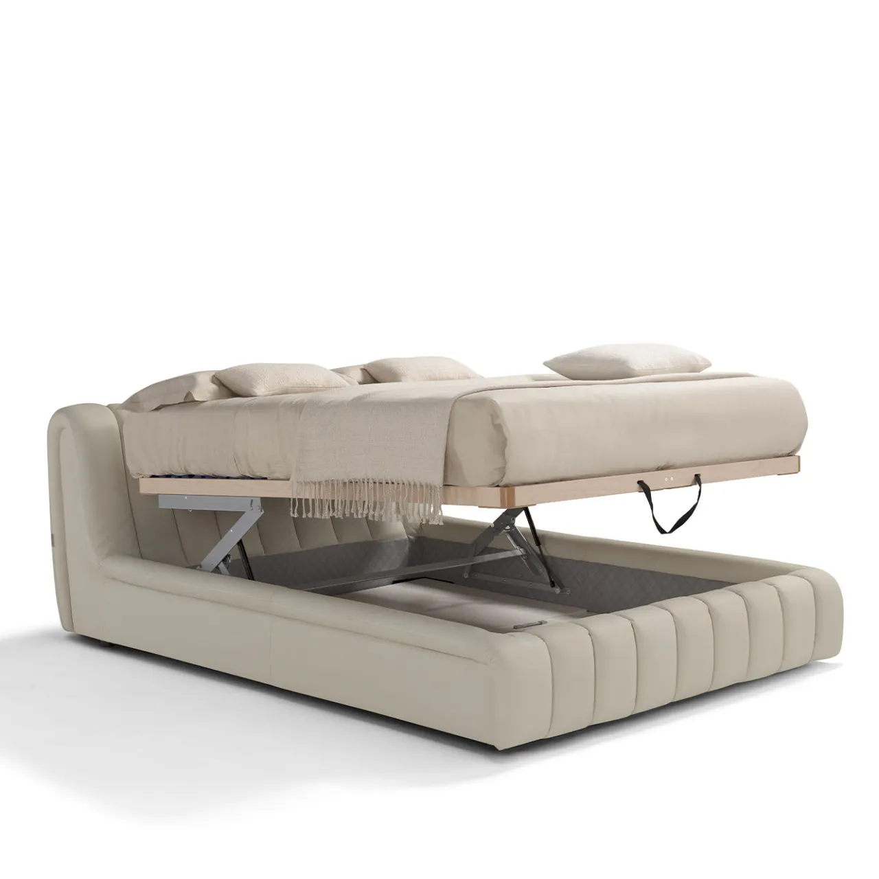 Franco Ferri Beds<Scervino 1909 White Leather Bed with Storage Option