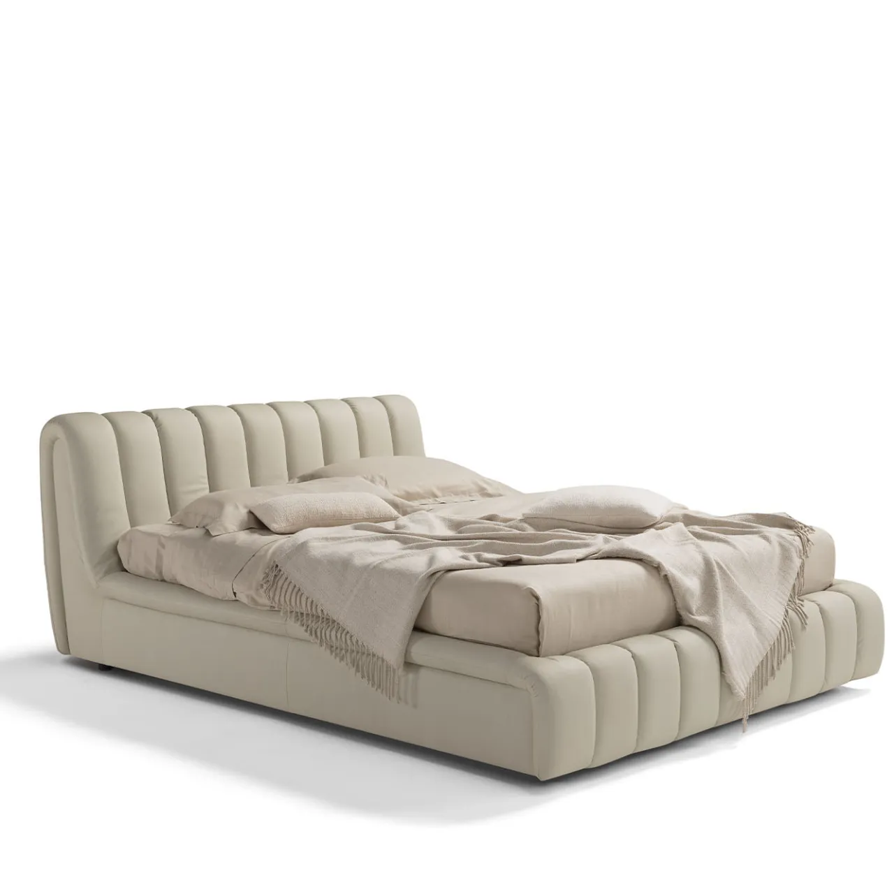 Franco Ferri Beds<Scervino 1909 White Leather Bed with Storage Option