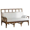 Molto Collectibles Benches<2-Seater White Dedar Fabric & Bamboo Bench