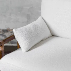 Molto Collectibles Benches<2-Seater White Dedar Fabric & Bamboo Bench