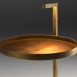 Renzo Serafini Side Tables<Secondopiano Brass Side Table with LED Light
