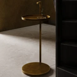 Renzo Serafini Side Tables<Secondopiano Brass Side Table with LED Light