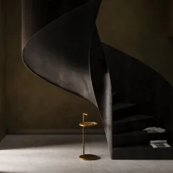 Renzo Serafini Side Tables<Secondopiano Brass Side Table with LED Light