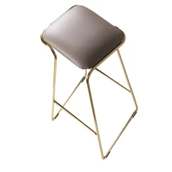 Enrico Girotti Bar Stools<SEEMS SCULPTURAL GOLD AND LEATHER HI STOOL